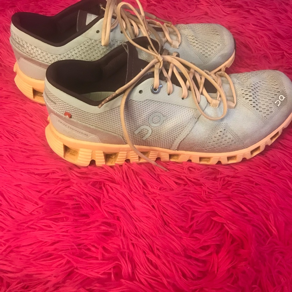 On Running Women's Athletic Shoes - Light Blue and Tan